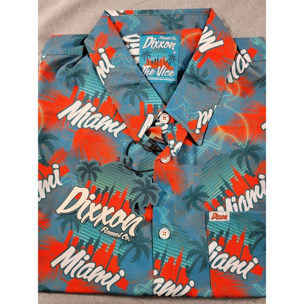 Dixxon The Vice Shirt Mens 2XL Miami, Flamingo, Summer Fun Casual S/S Button‎ Up